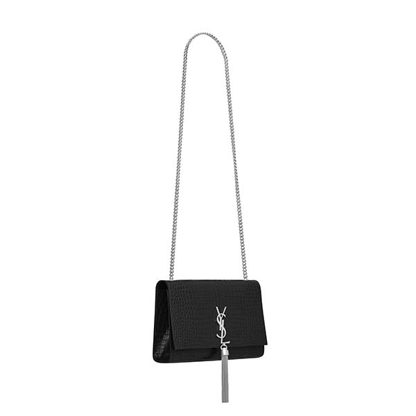 YSL Saint Laurent Kate 中號 鱷魚壓紋鏈條單肩斜挎包