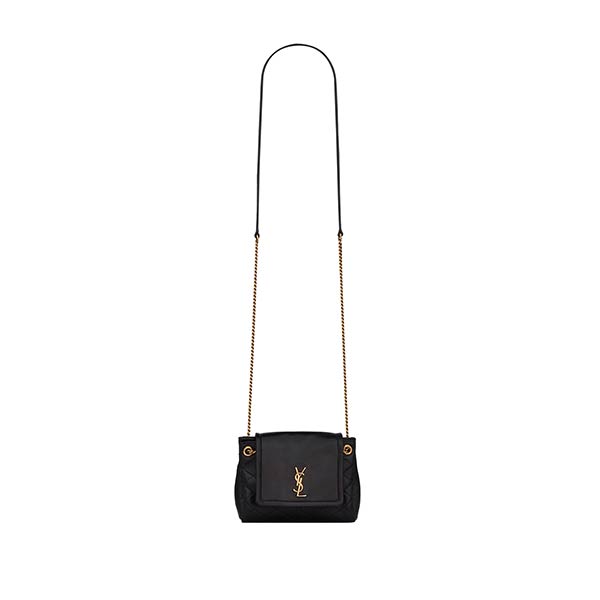 YSL Saint Laurent Nolita 迷你菱格紋羊皮鏈條單肩斜挎包